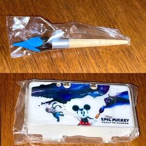 Vtg Nintendo 3DS Disney Epic Mickey Crystal Armor Case Holder Paintbrush Stylus